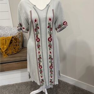 Orange Creek Gray Embroidered Midi Dress